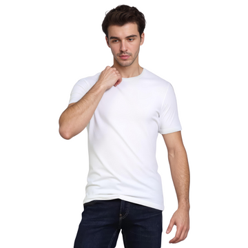Premium Cotton Lycra T-Shirt for Men – Soft, Stretchable & Perfect Fit ( White )