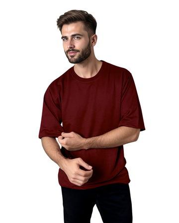 Mens Oversized Maroon T-Shirt