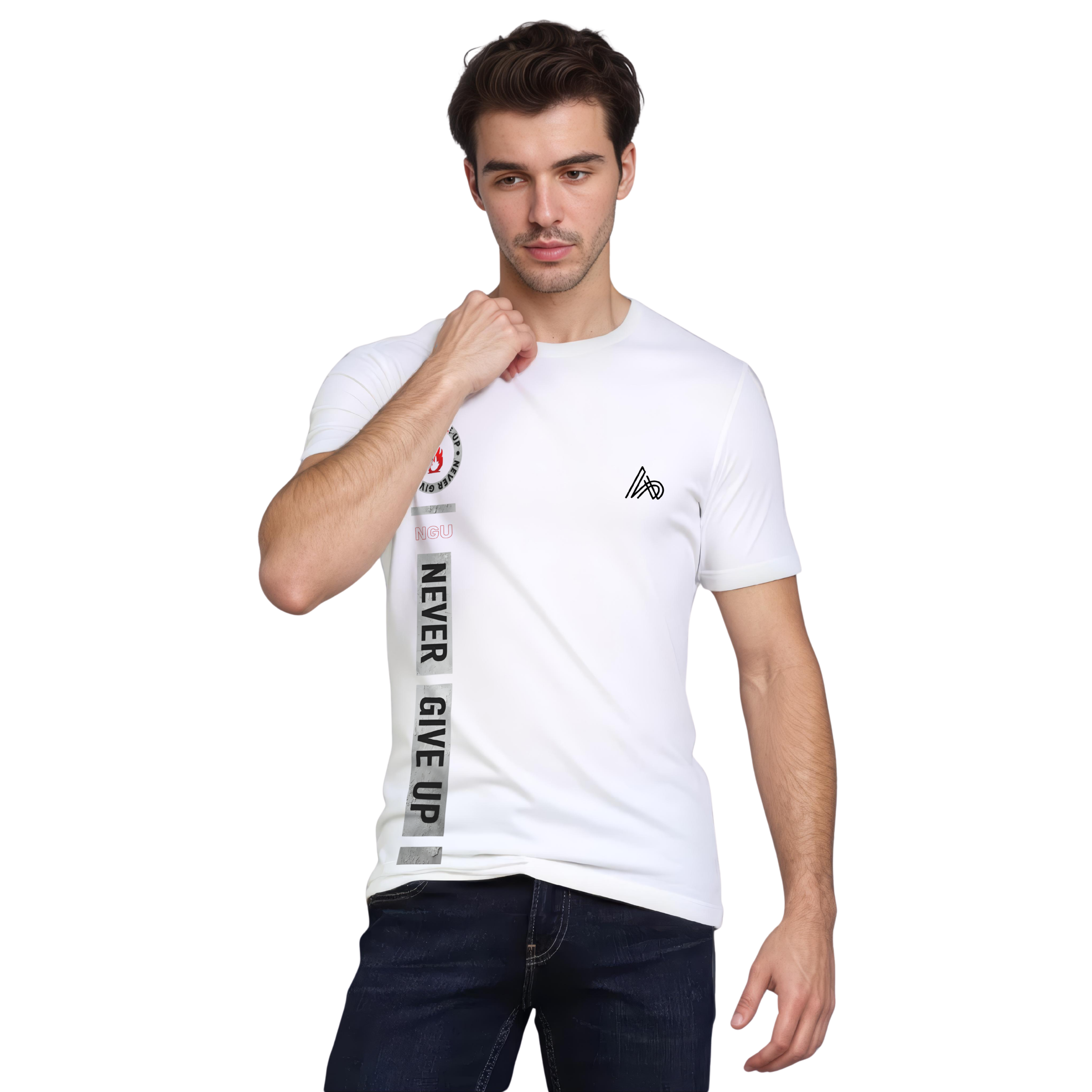 Premium Cotton Lycra T-Shirt for Men – Soft, Stretchable & Perfect Fit ( White )
