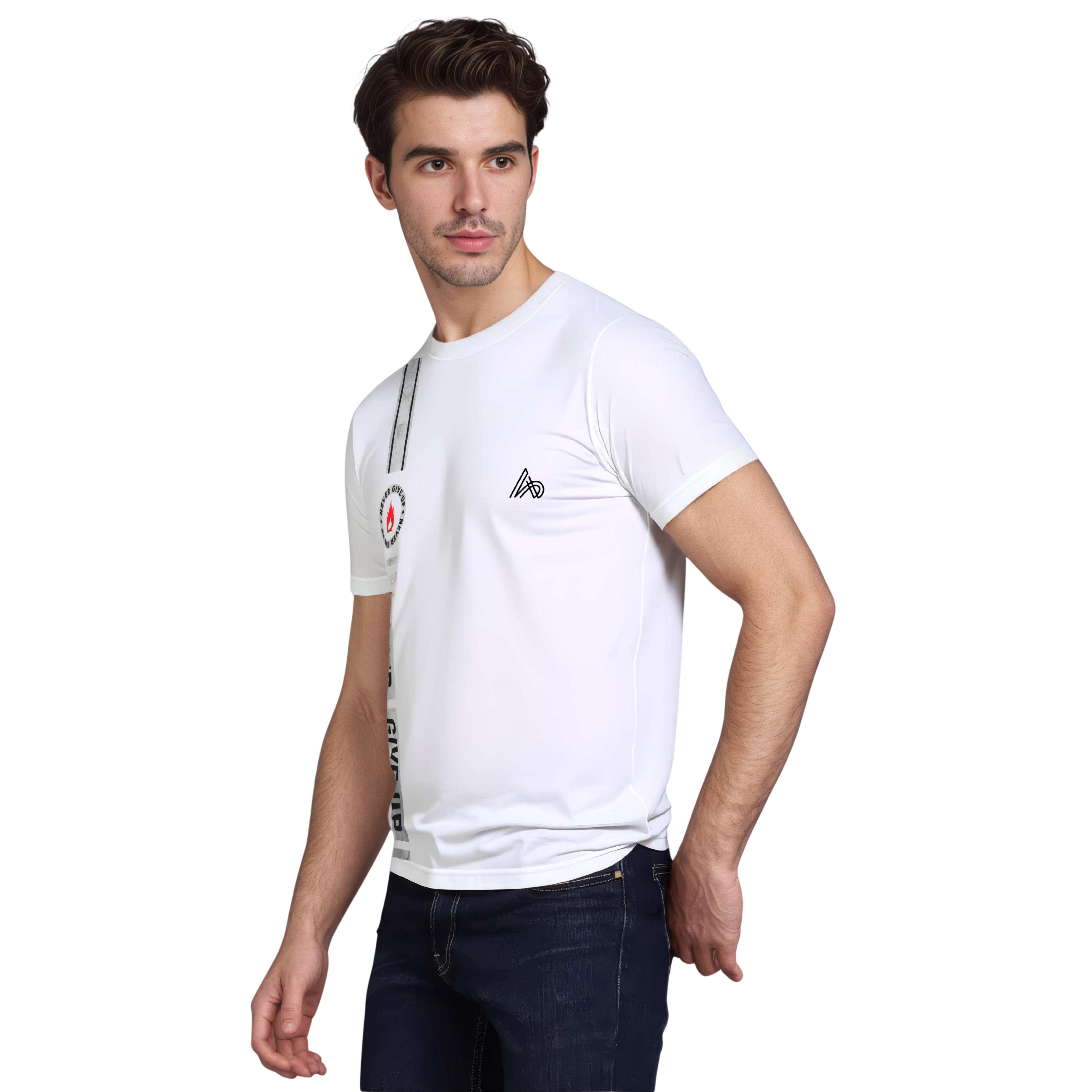 Premium Cotton Lycra T-Shirt for Men – Soft, Stretchable & Perfect Fit ( White )