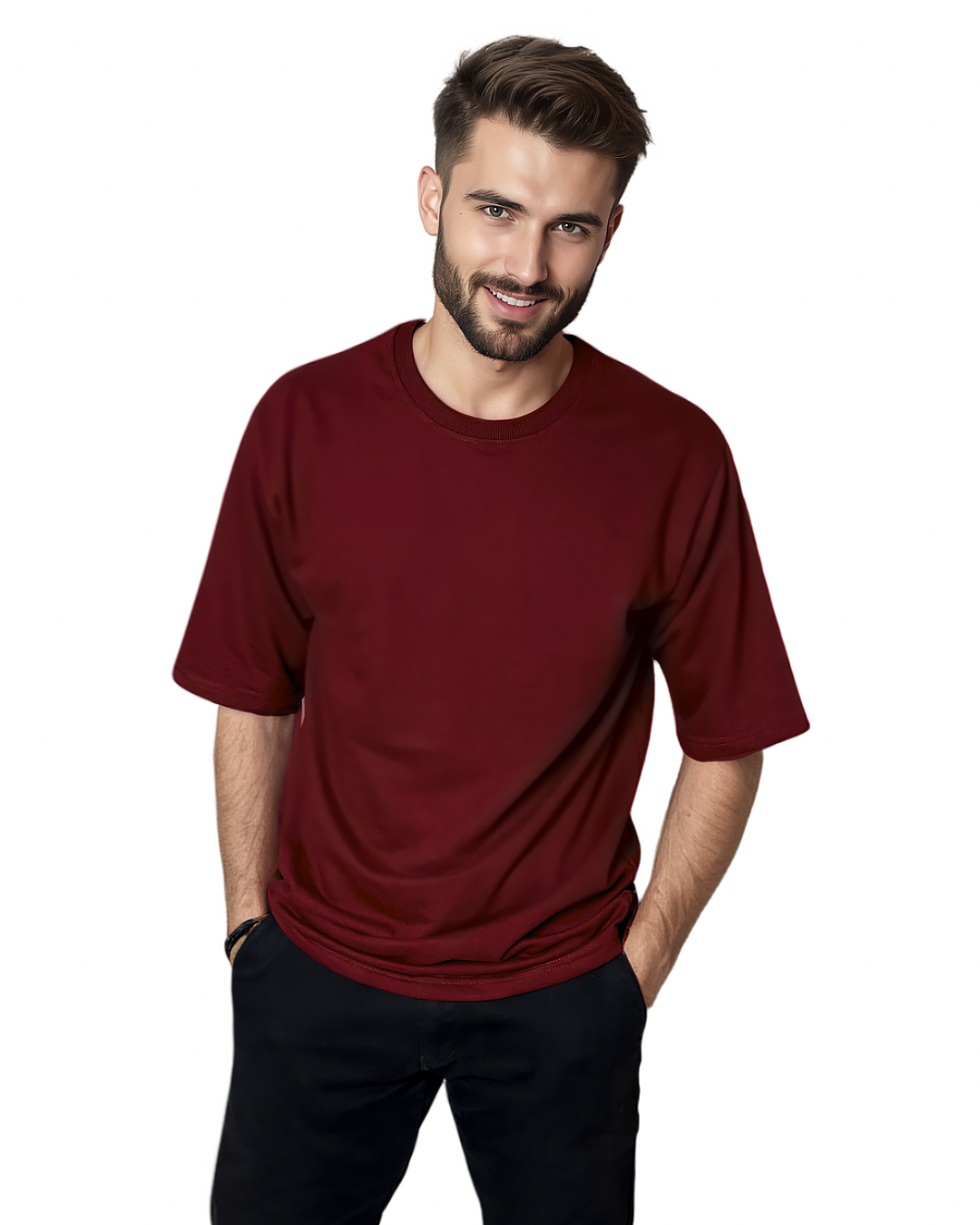 Mens Oversized Maroon T-Shirt
