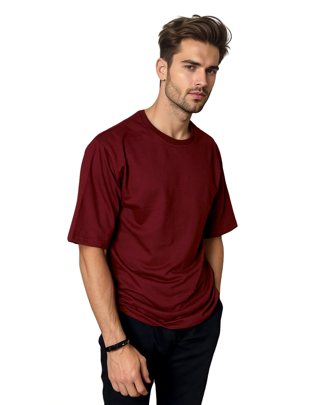 Mens Oversized Maroon T-Shirt